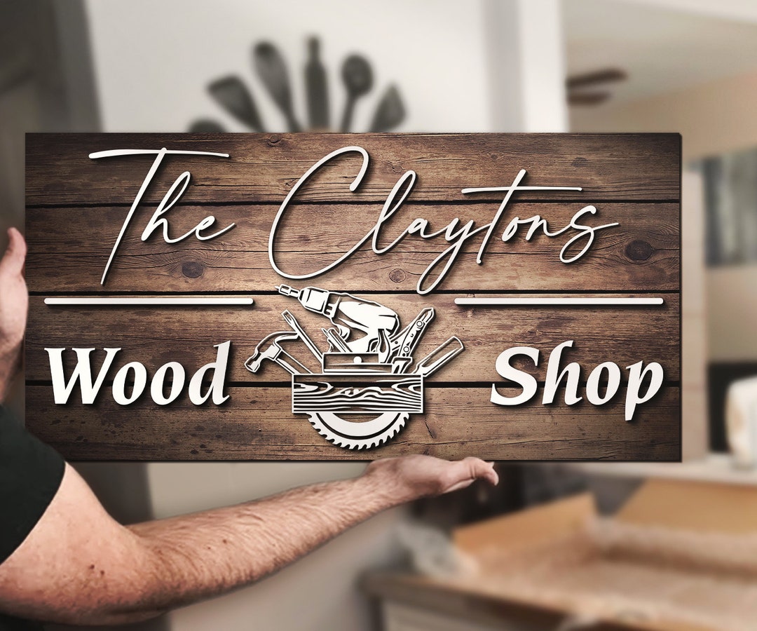 Custom Wood Shop Name Sign Personalized Garage Sign Large Wooden Handyman Home Decor Christmas