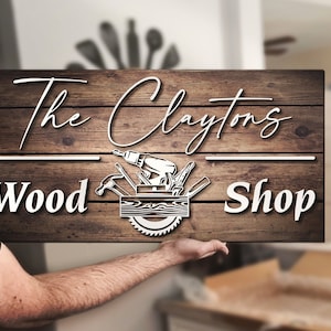 Enseigne personnalisée en bois pour garage, grande enseigne en bois pour homme à tout faire, décoration d&#39;intérieur, cadeau de Noël, cadeaux pour mari, fête des pères