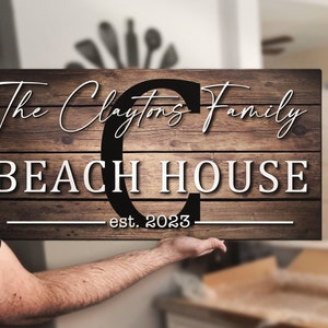 Custom Beach House Family Cabin Last Name Wood Pallet Sign Personalized Lagre Wooden Established Wedding Engagement Anniversary Home Decor