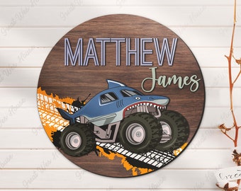 Custom Monster Truck 3D Wood Nursery Name Sign Personalized Truck Driver Large Wooden Above Crib Decor Baby Shower Boy Room Birthday Gift