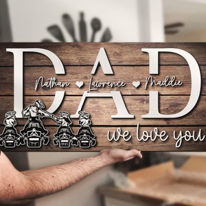 Custom Snowmobile Dad Kids Son Daughter Name Wood 3D Sign Personalized Father Day Grandpa Papa Snowmobiling Gift Farmhouse Home Wooden Decor