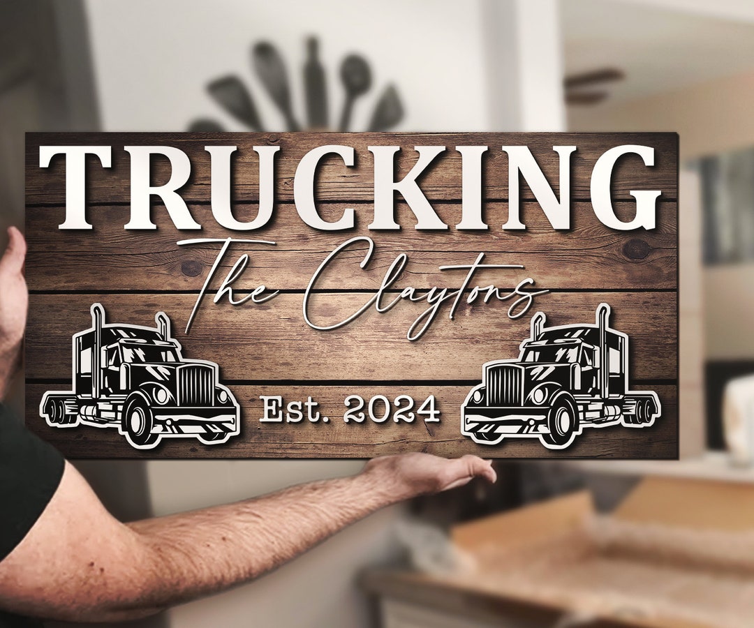 Custom Semi Truck Wood Name Sign Personalized Trucking Trucker Name