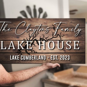 Custom Lake Cumberland Family Cabin Last Name Wood Pallet Sign Personalized Wooden Lake House Established Wedding Engagement Anniversary