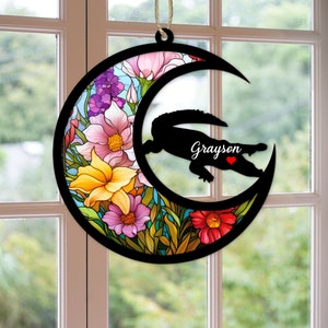 Custom Handmade Name Crocodile Decor, Pet Memorial Suncatcher, Loss Of Pet Sympathy Gift, Engraved Alligator Lovers, Animal Lover Gifts