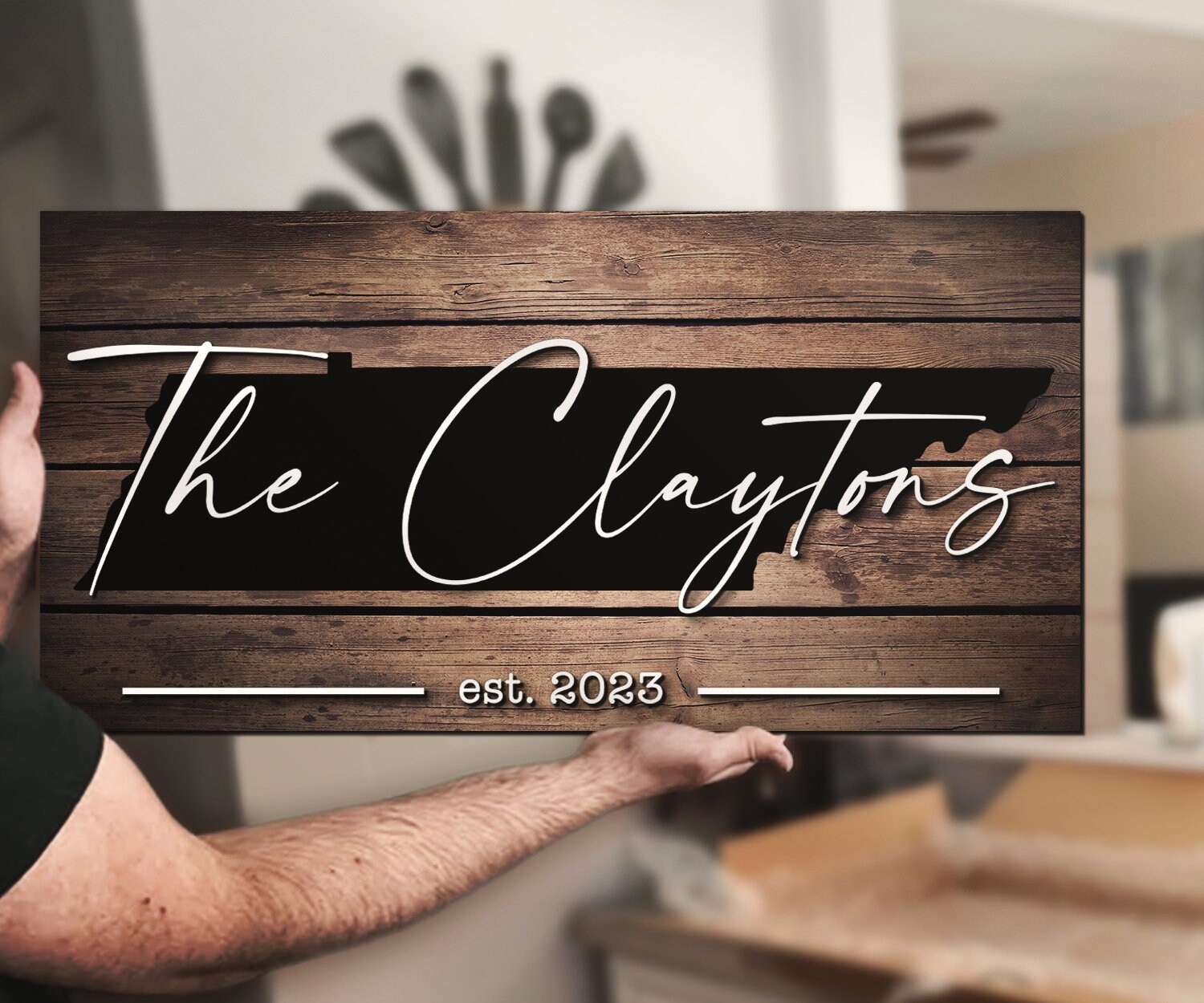 Aangepaste Tennessee State Home Familie Achternaam Houten Palletbord Gepersonaliseerd Gevestigd Huwelijk Verloving Verjaardagscadeau Woondecoratie
