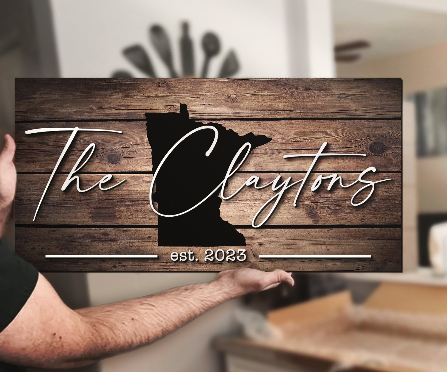 Custom Minnesota State Home Family Last Name Wood Pallet Sign Personalized Established Wedding Engagement Anniversary Gift Home Decor