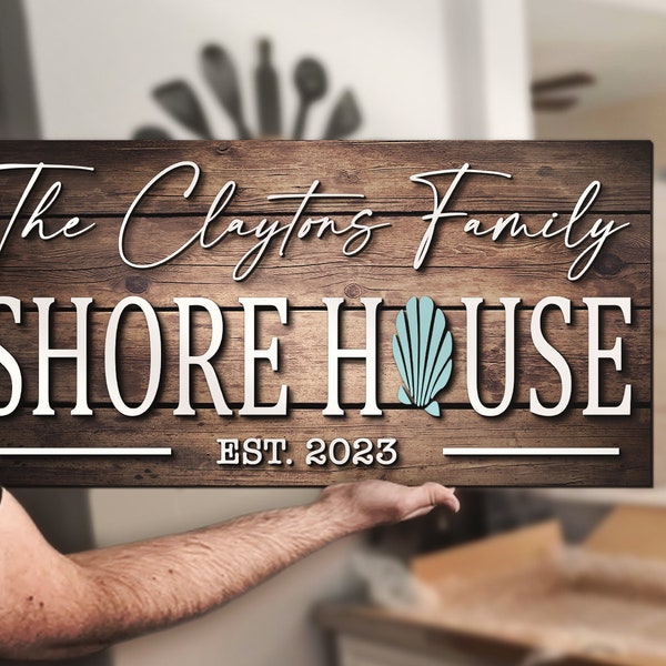 Custom Shore House Name Sign Personalized Garage Sign Large Wooden Beach House Decor Christmas Gift Husband Gifts Fathers Day Fishing Gift