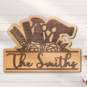 Custom Hair Stylist 3D Wood Name Sign Personalized Hair Salon Wooden Decor Hairdresser Name Decoration Housewarming Xmas Birthday
