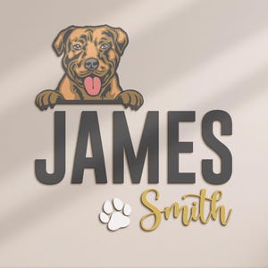 Nom personnalisé en bois pour chambre d&#39;enfant Pit Bull américain nom de chien personnalisé décoration murale en bois décoration baby shower cadeau unique pour chambre d&#39;enfant garçon