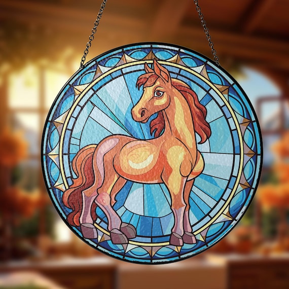 ユニコーンとオークの葉 ヴィンテージ ステンドグラス 天馬 白馬 タペストリー ユニコーンとオークの葉 ヴィンテージ ステンドグラス 天馬 白馬