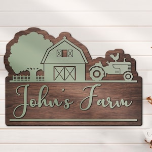 Custom Farm 3D Wood Nursery Name Sign Personalized Tractor Wooden Farmer Decor Baby Shower Boy Girl Chirstmas Xmas