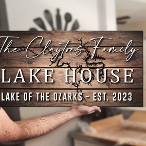 Benutzerdefinierte See der Ozarks Familie Hütte Nachname Holzpalettenschild Personalisiertes Holzhaus See hergestellt Hochzeit Verlobung Jahrestag