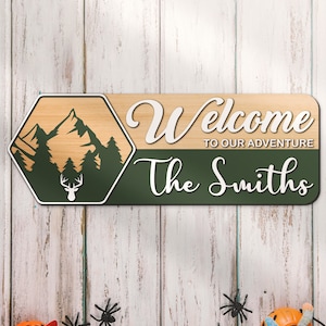 Custom Deer National Park Servie Welcome Sign Wood Personalized Wooden Outdoor Enthusiast Park Ranger Wedding Anniversary Gift Home Decor