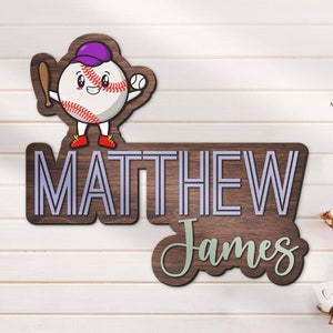 Custom Cute Baseball Sport Wood Nursery Name Sign Personalized Wooden Kid Room Crib Decor Baby Shower Boy Girl Birthday Gift