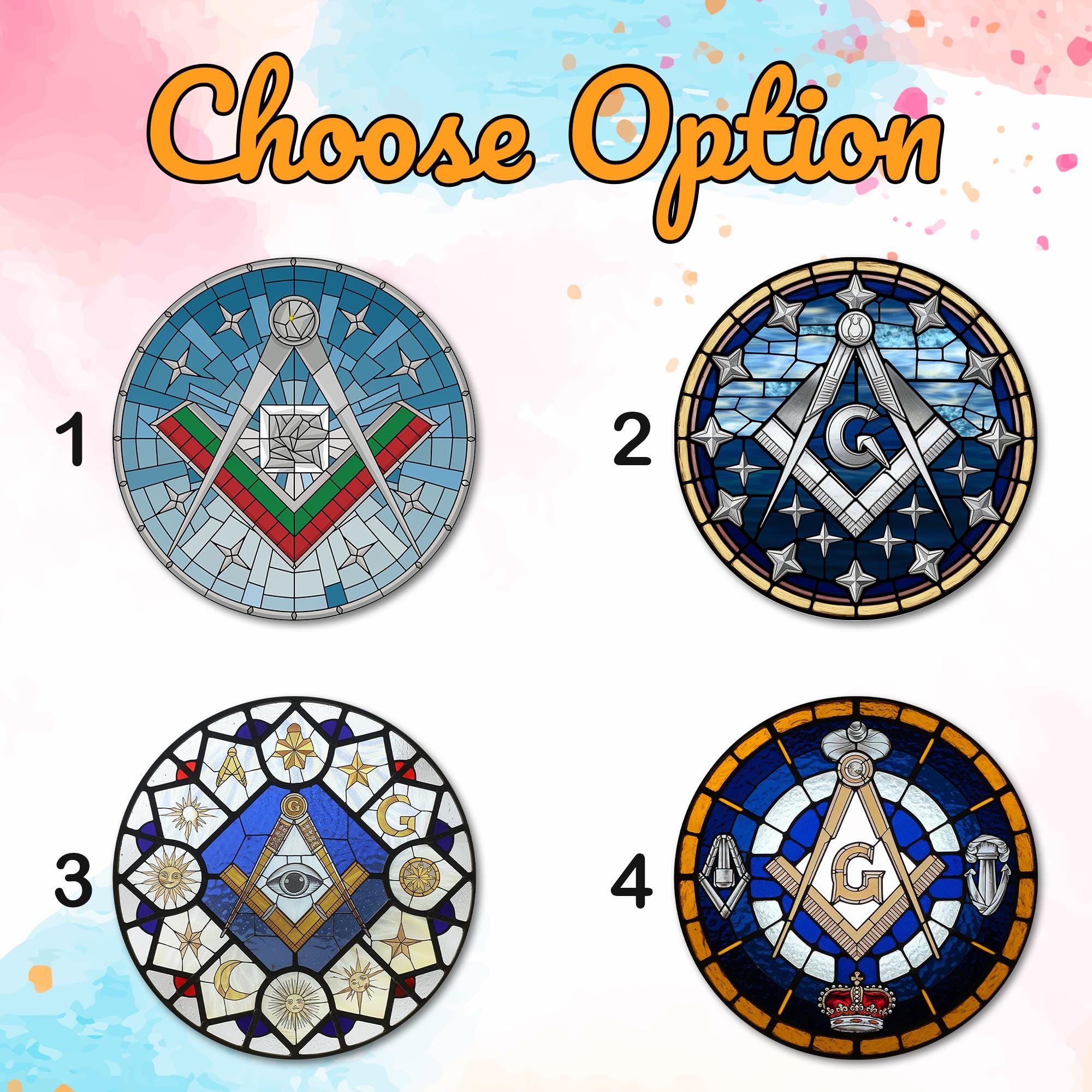 Custom Stained Glass Masonic Suncatcher Freemason Light Catcher