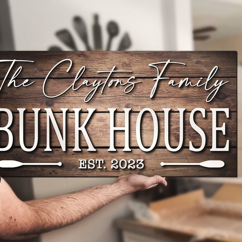 Welcome To The Bunkhouse Rustic Wooden Sign – Handmade Vintage Decor – The Lizton Sign Shop