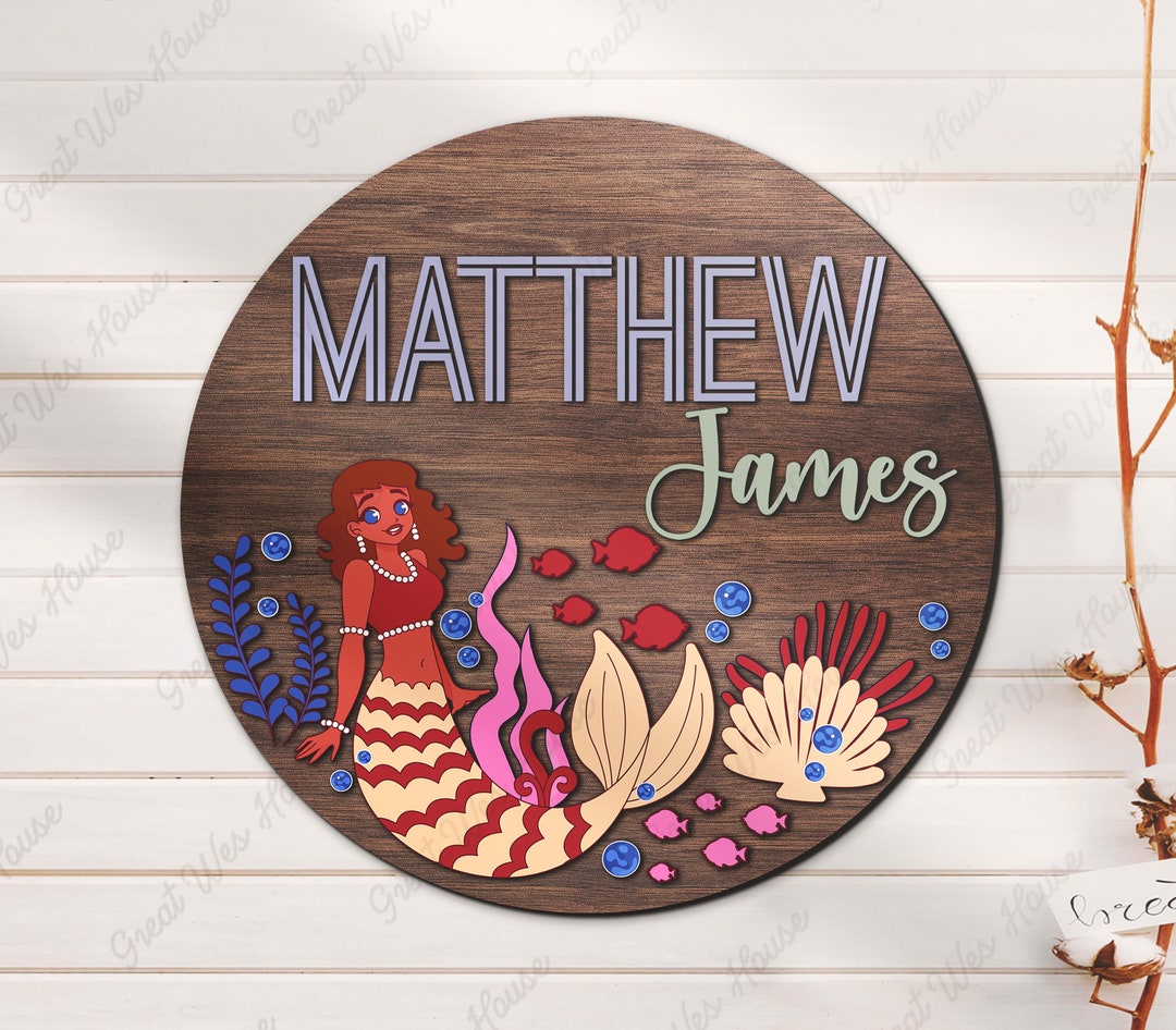 Custom Mermaid Under the Sea Kid Wood Nursery Name Sign Personalized ...