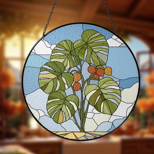 Glasmalerei Monstera Blätter Suncatcher Monstera Pflanze Lichtfänger Fensterbehang Dekoration Haus Geschenk Für Gärtner Muttertag