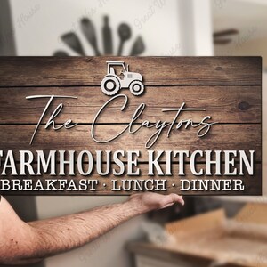 Custom Farmhouse Kitchen Wood Name Sign Personalized Large Tractor Farmhouse Name Sign Room Wooden Farm Home Decor Christmas Gift Birthday