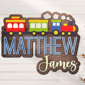 Custom Train Wooden Nursery Name Sign Personalized Wood Home Decoration Above Crib Farmhouse Wall Decor Baby Shower Boy Girl Birthday Gift