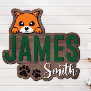 Benutzerdefinierte Fuchs Tier 3D Holz Kinderzimmer Runde Namensschild Personalisierte Waldtiere Name über Krippe Dekor Baby Shower Jungen Kinderzimmer Geschenk