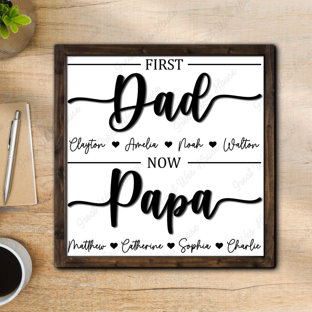 Custom Dad and Papa Wooden Sign Personalized Dad's Children Name Sign ...