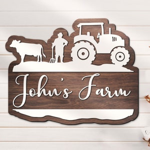 Custom Farm 3D Wood Nursery Name Sign Personalized Tractor Wooden Farmer Decor Baby Shower Boy Girl Chirstmas Xmas