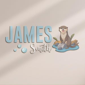 Nom personnalisé en bois pour chambre d&#39;enfant, animal, loutre