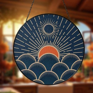Moon Sun Cloud Stained Glass Suncatcher Window Hanging Decor Moon Lover Gift For Mom Moon And Sun Ornament SunCatcher House Decor