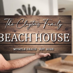 Custom Beach House Family Cabin Last Name Wood Pallet Sign Personalized Wooden Established Wedding Engagement Anniversary Home Decor