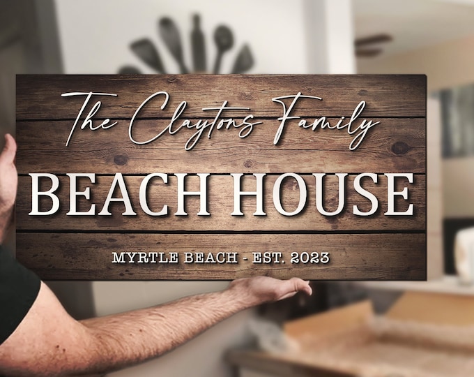 Custom Beach House Family Cabin Last Name Wood Pallet Sign Personalized Wooden Established Wedding Engagement Anniversary Home Decor