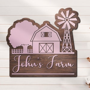 Custom Farm 3D Wood Nursery Name Sign Personalized Tractor Wooden Farmer Decor Baby Shower Boy Girl Chirstmas Xmas