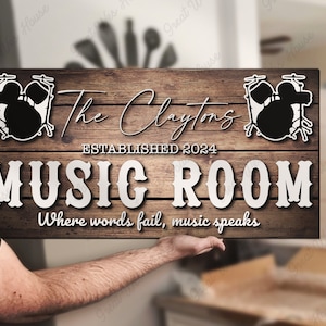 Custom Drums Music Room Rustic Name Sign Personalized Drummer Musician Wooden Room Decor Music Instruments Gift Fathers Day