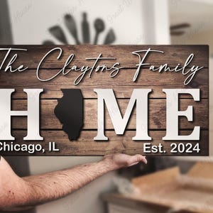 "Besonderes Holzschild ""Illinois State"" Haus Nachname Familienname"
