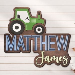Custom Tractor Wooden Nursery Name Sign Decoration Personalized Farmer Kid Wood Home Crib Farmhouse Decor Baby Shower Boy Girl Birthday Gift