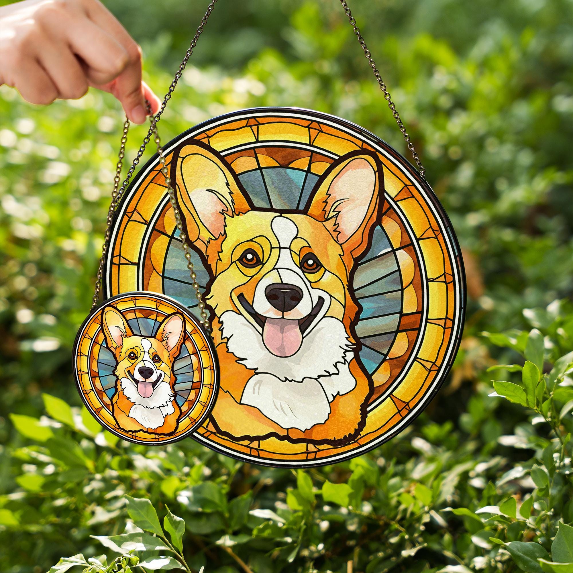 Personalized Dachshund Memorial Suncatcher – Custom Pet Loss Gift With Name & Date, Stained Glass Style