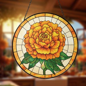 Birth Month Flower Stained Glass Suncatcher Window Hanging Decor Wild Flower Farmhouse Ornament Gift for mom Decor Birth Flower Ornament