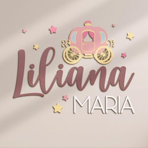 Letrero de madera personalizado con nombre de carruaje de caballos para guardería, decoración de pared divertida de princesa personalizada, regalo único para habitación de niña y bebé