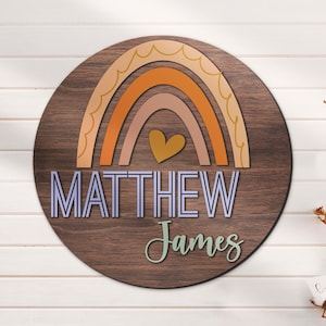 Custom Boho Rainbow 3D Wood Nursery Name Sign Personalized Large Wooden Above Crib Decor Baby Shower Boy Girl Birthday Gift