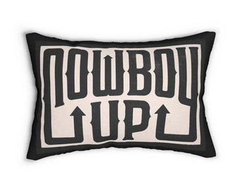 Cowboy Up Western Boho Alternative Decor Western Decor Couch Pillow Throw PillowSpun Polyester Lumbar Pillow