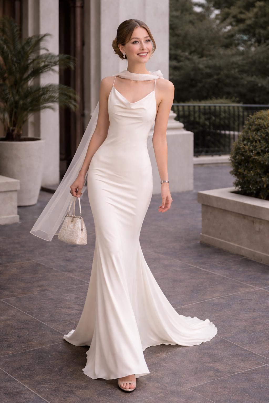 chinese dress ladies Jane Summers Keats Off White Tea Length Wedding Reception and Bridal Party Dress 2 / Off White , Female , Adult