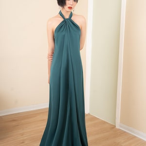 Custom Silk Maxi Dress: Halter Tie-Neck Floor-Length Gown