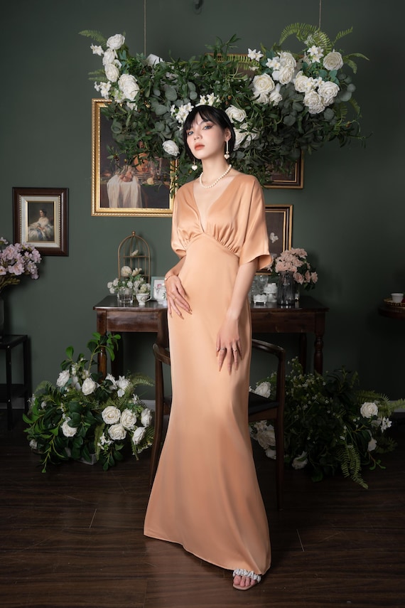 kimono sleeve dress Maddox Strapless Sweetheart Gold Glitter Gown main image 1