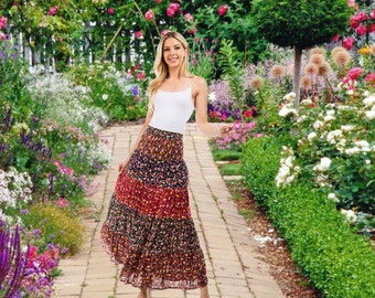 Young Threads Multi Patchwork Boho Maxi A line skirts