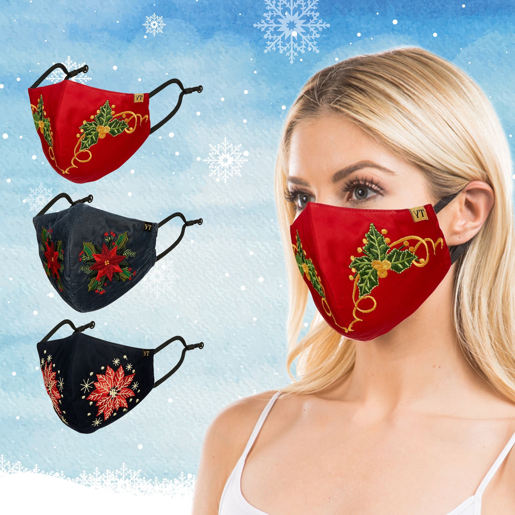 Young Threads One Pack, Fancy Embroidered Mask Perfect For Holidays, …