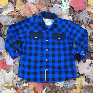 Kids lumberjack shirt, Long sleeves blue buffalo plaid shirt, Boys shirt, Girls shirt, Country shirt, Flannel shirt, Cotton shirt, Handmade image 2