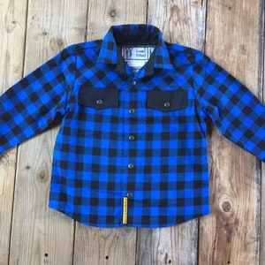 Kids lumberjack shirt, Long sleeves blue buffalo plaid shirt, Boys shirt, Girls shirt, Country shirt, Flannel shirt, Cotton shirt, Handmade image 3
