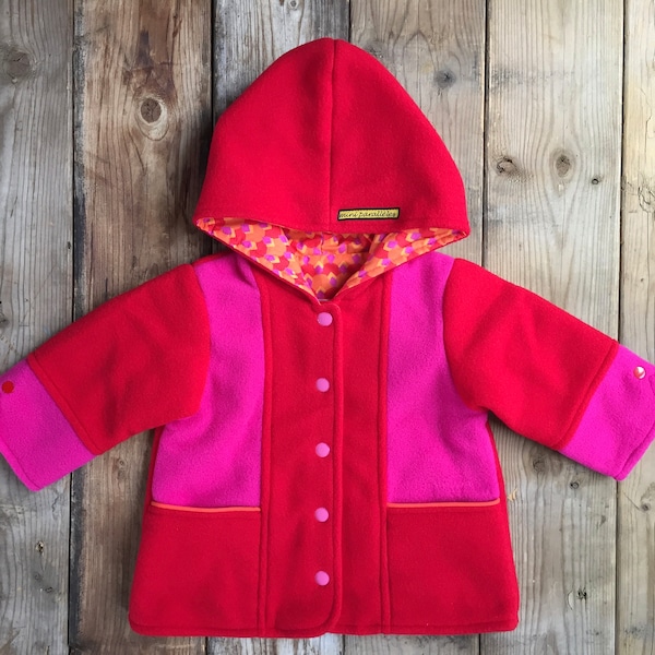 Toddler Polar Fleece jacket, Girls coat, Kids Parka, Long Sleeves, Cotton lining, Kids parka with pockets, Girls Hoodie jacket, Handmade