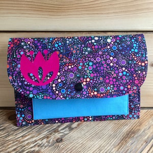 Wallet in cotton fabric, Women's Accordion Wallet, 3 sections, Colorful Wallet, Polka Dots pattern,  Money,  Phone, Women's Gift, handmade