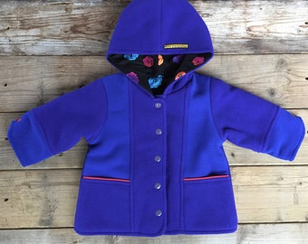 kids Polar Fleece Jacket, Toddler Jacket, Girls Polar coat, Purple-Royal Polar, Cotton lining, Long sleeves, Pockets, Girls hoodie, Handmade